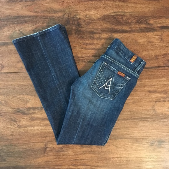 7 For All Mankind “A” Pocket Flare Denim Jeans 25 - Picture 3 of 5
